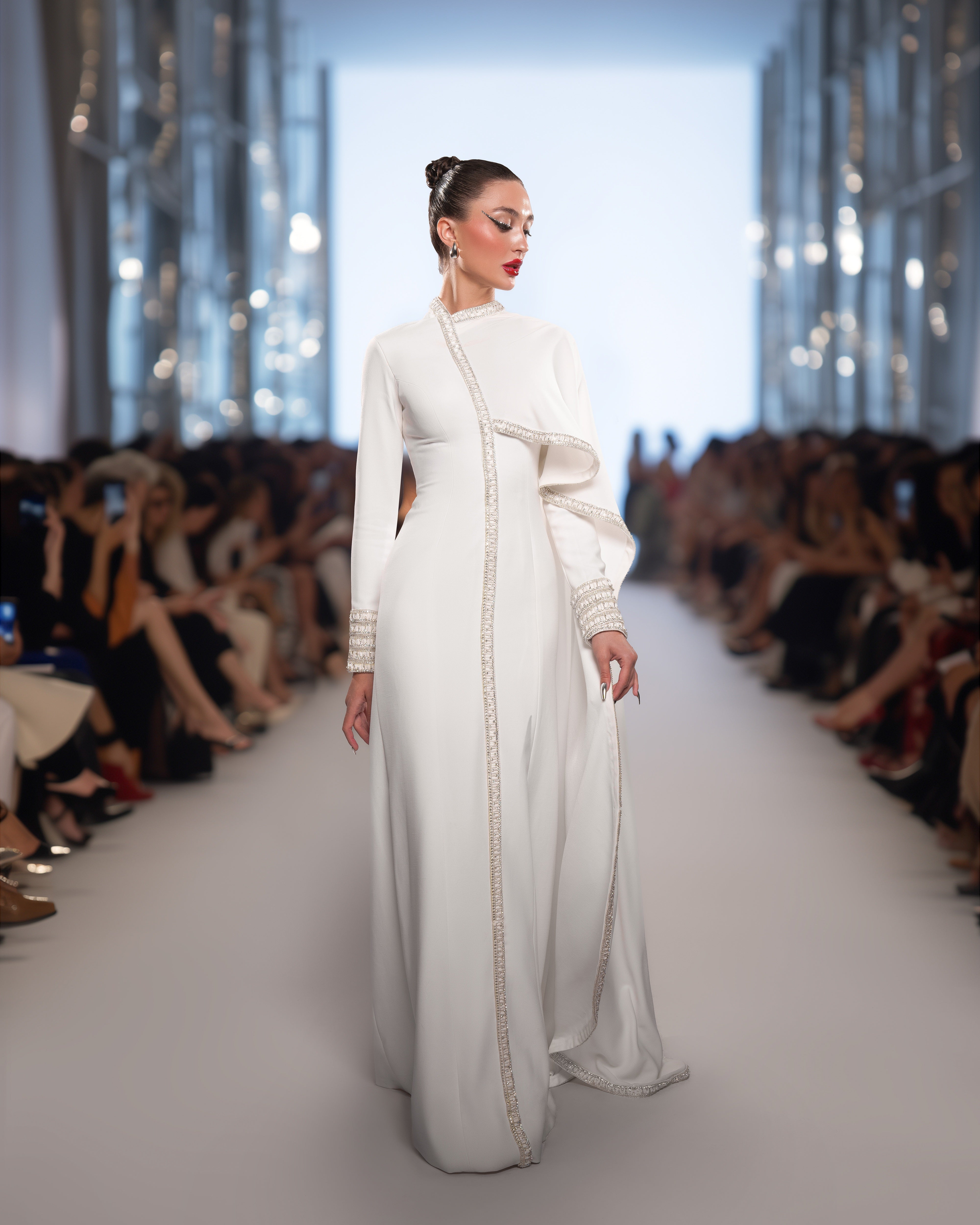 Crepe with Shoulder Design Dress