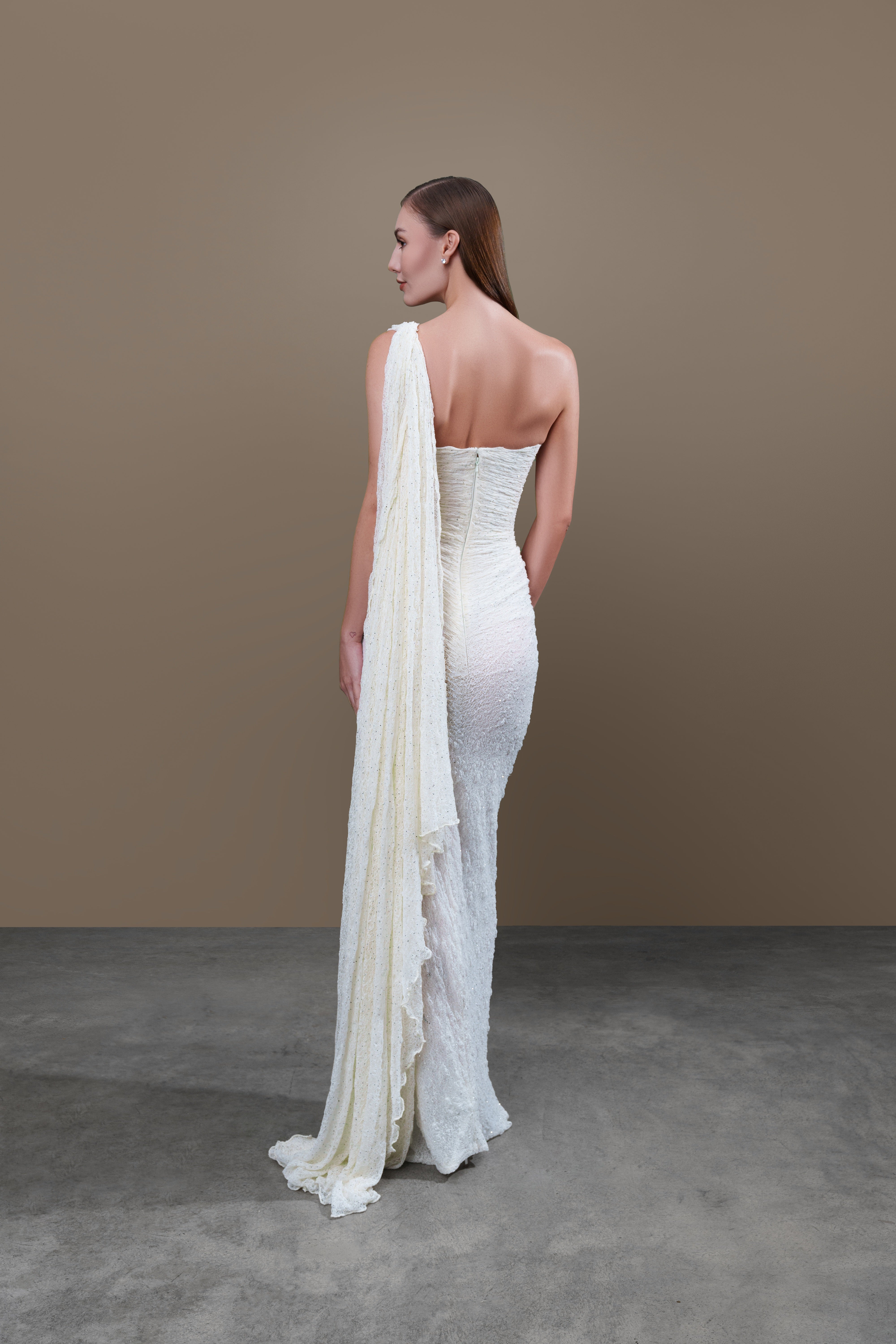 Dantel with Crystal Broche Dress