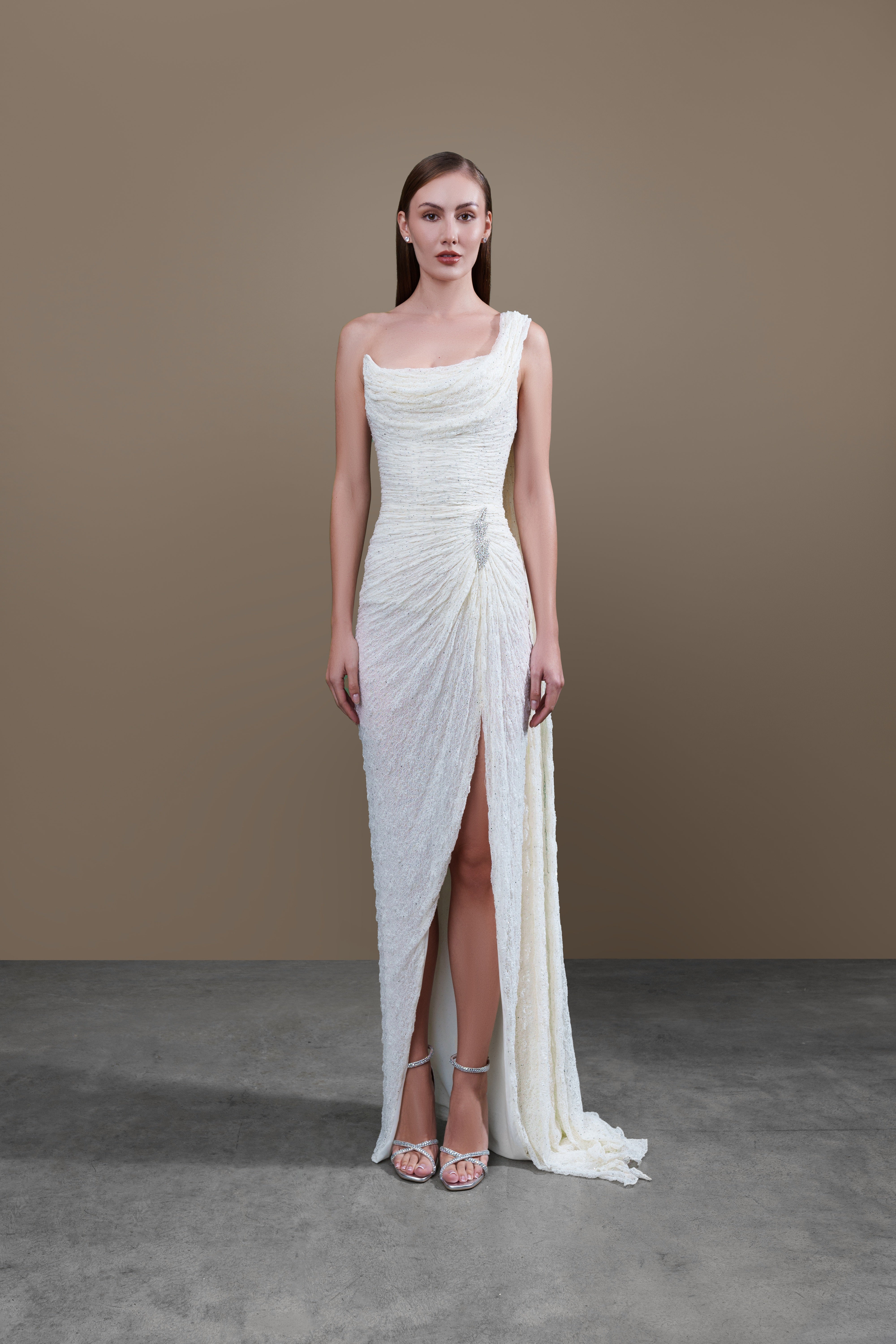 Dantel with Crystal Broche Dress