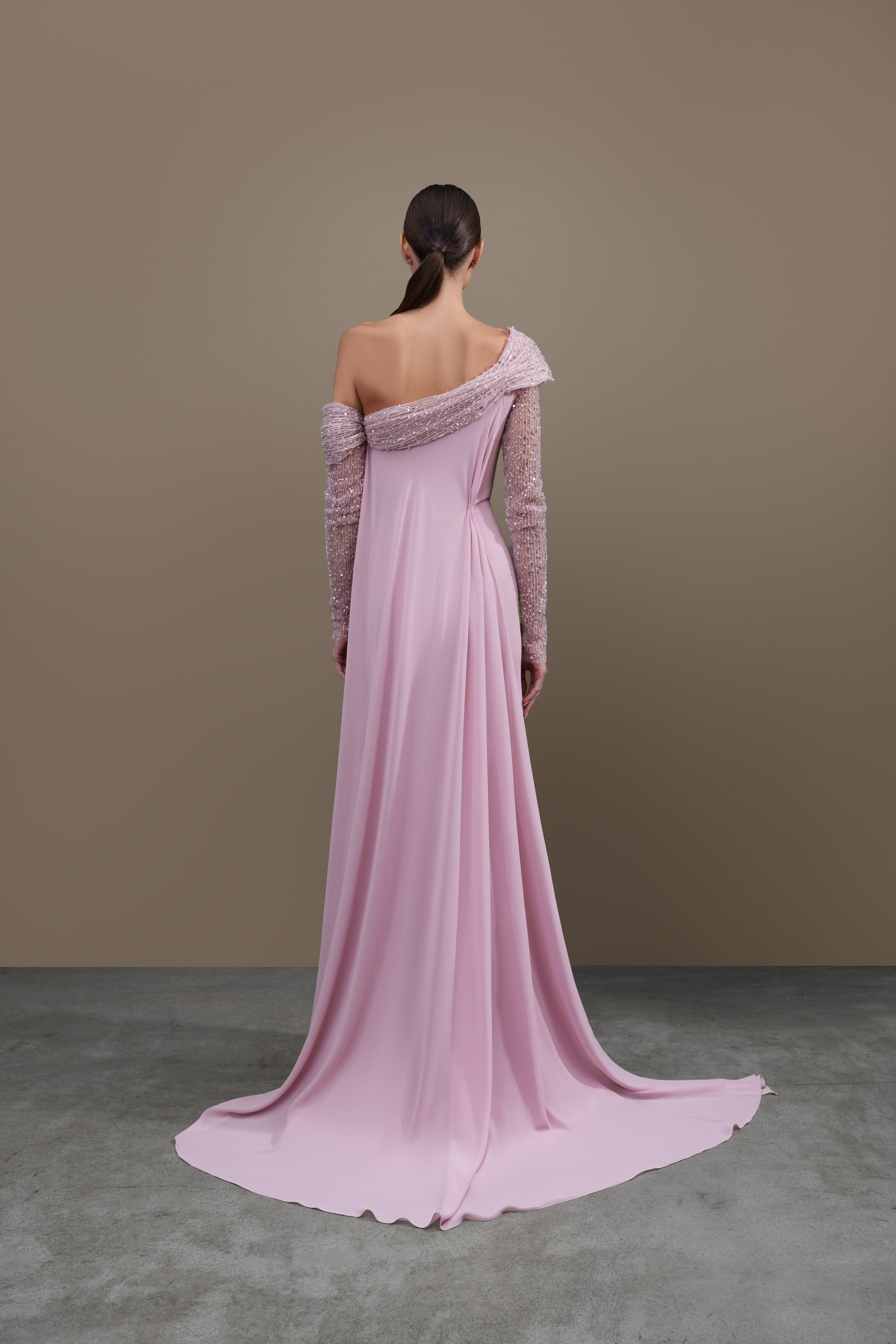 Chiffon Embellished Sleeves Dress
