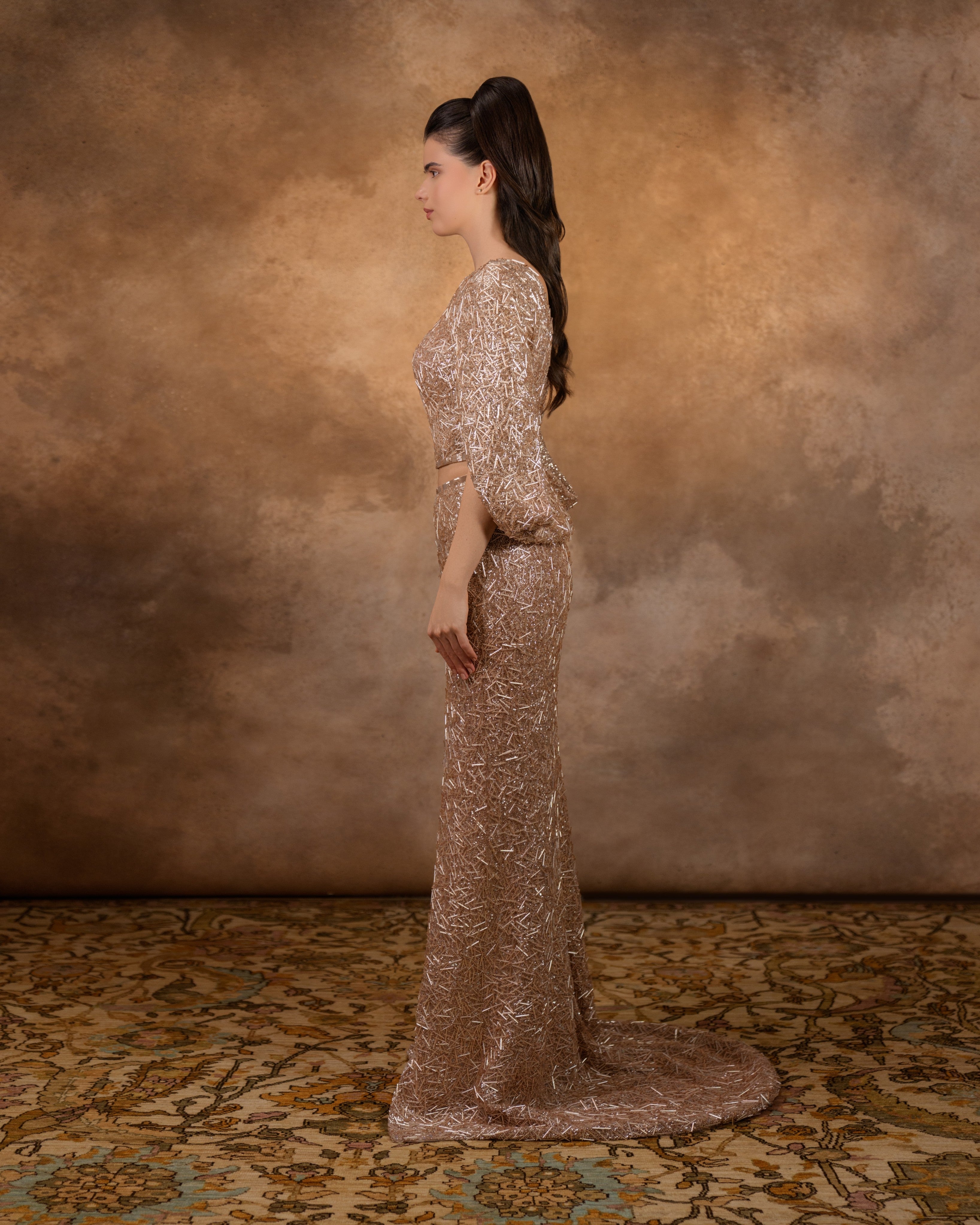 Full sequin dress with front opening