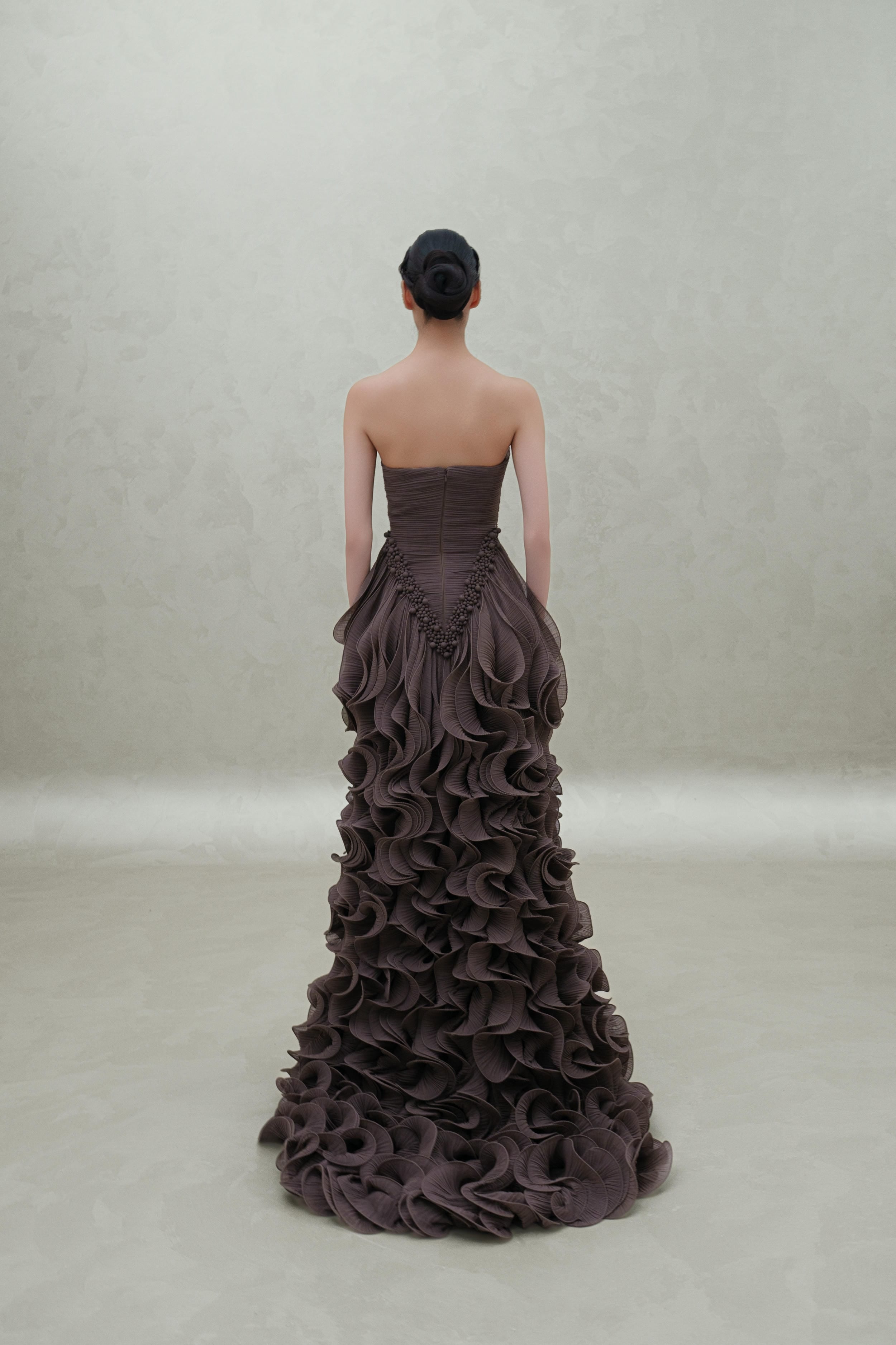 long dress with wavy ruffles