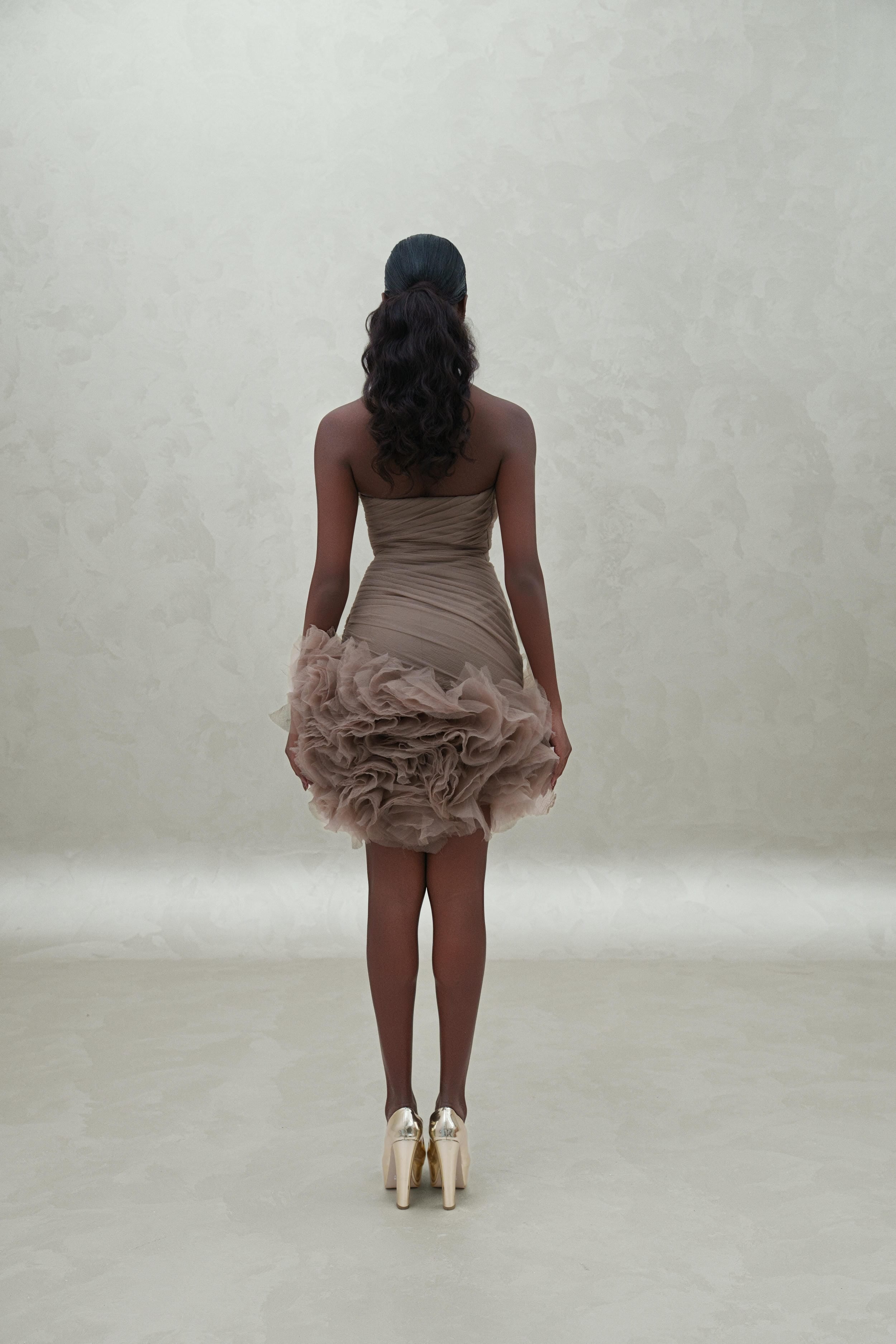 short dress with bottom ruffles