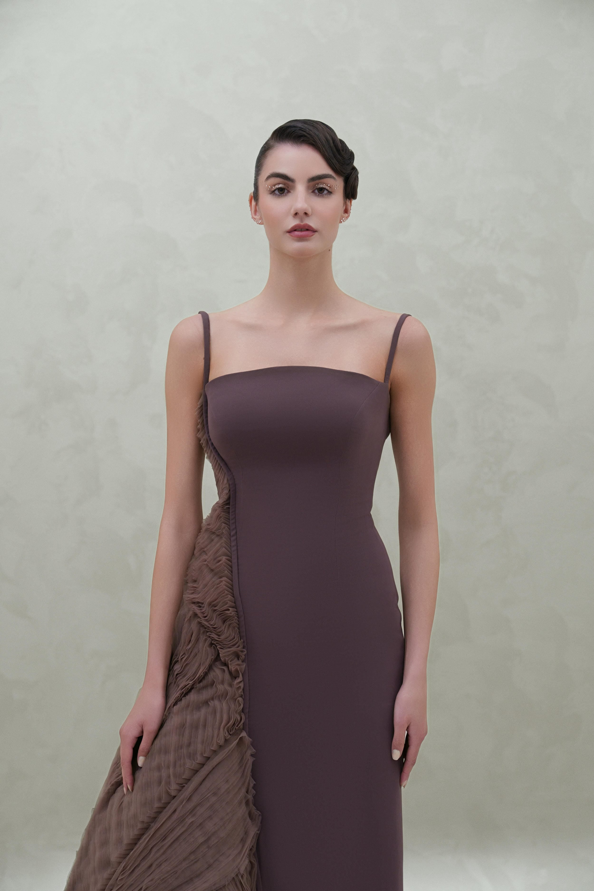 side layer long dress