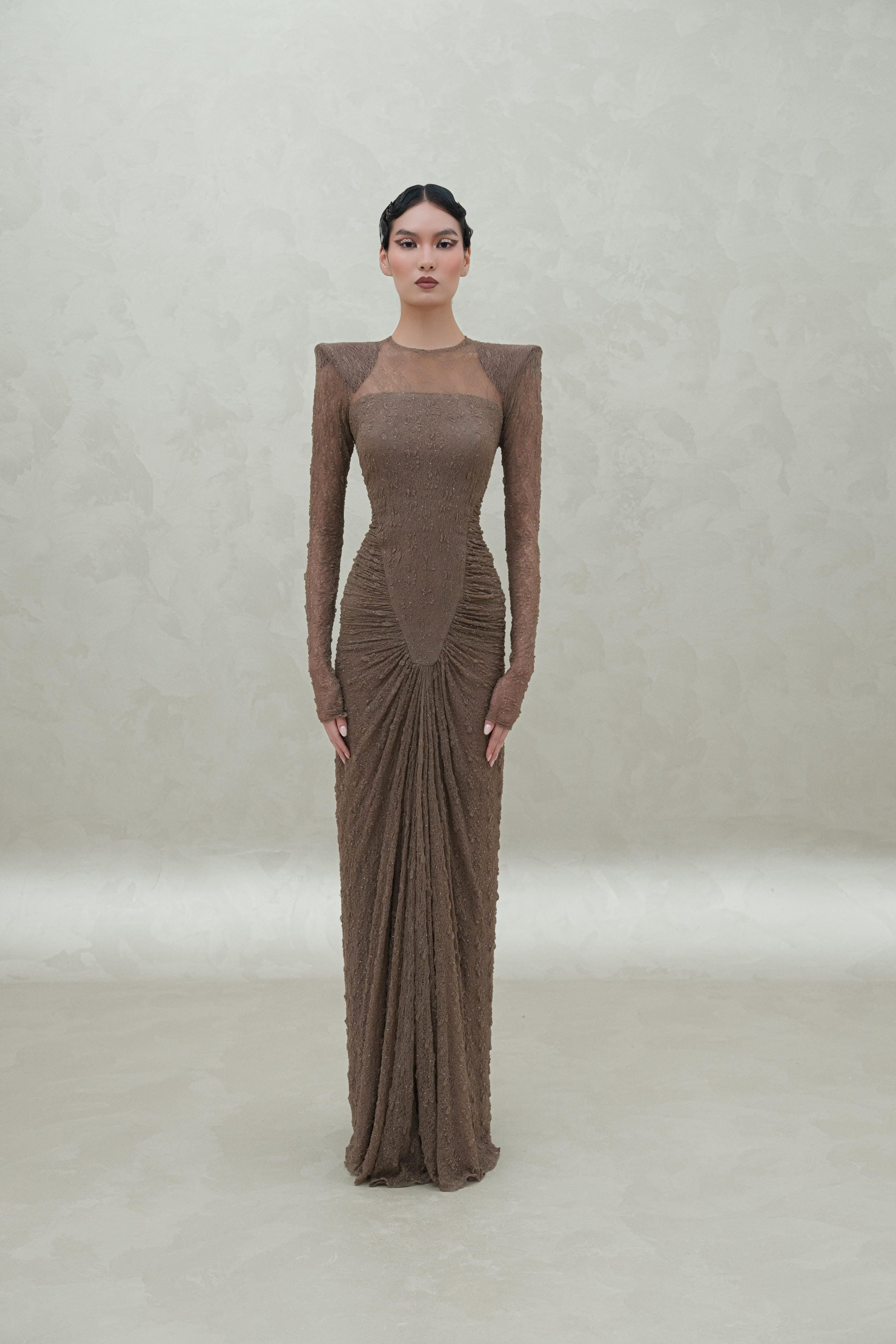 shoulder long sleeve dress