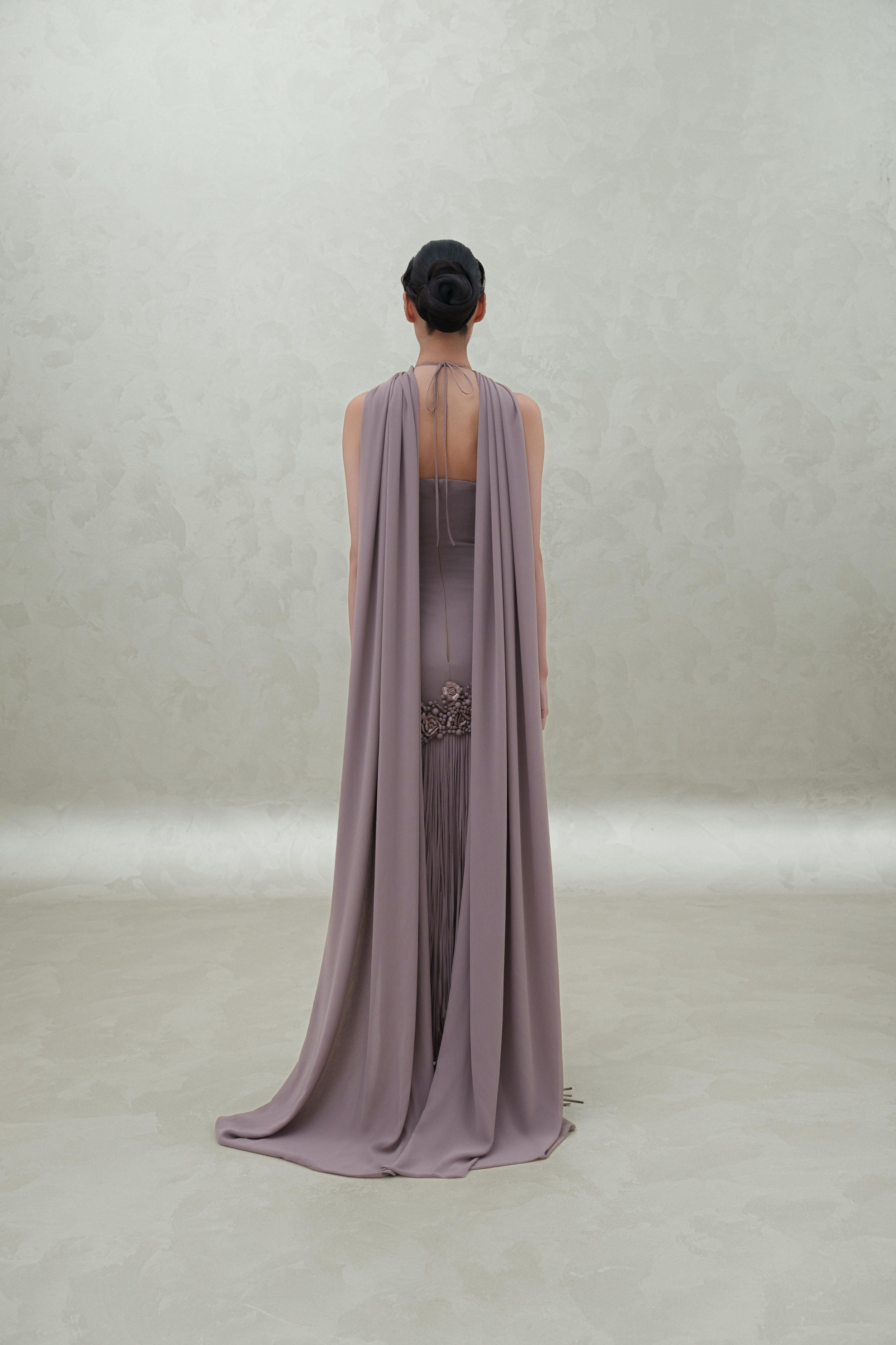 dress with bottom hem and shawl