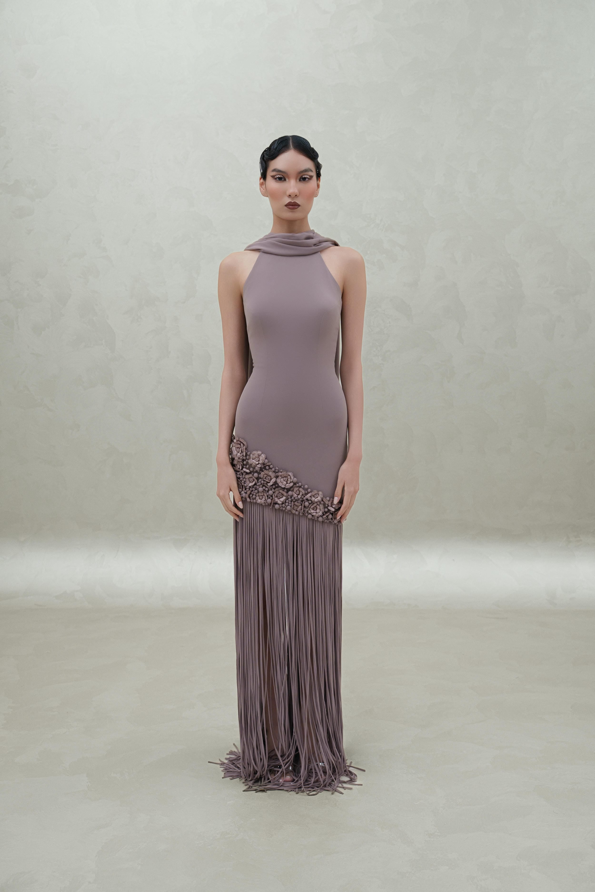 dress with bottom hem and shawl
