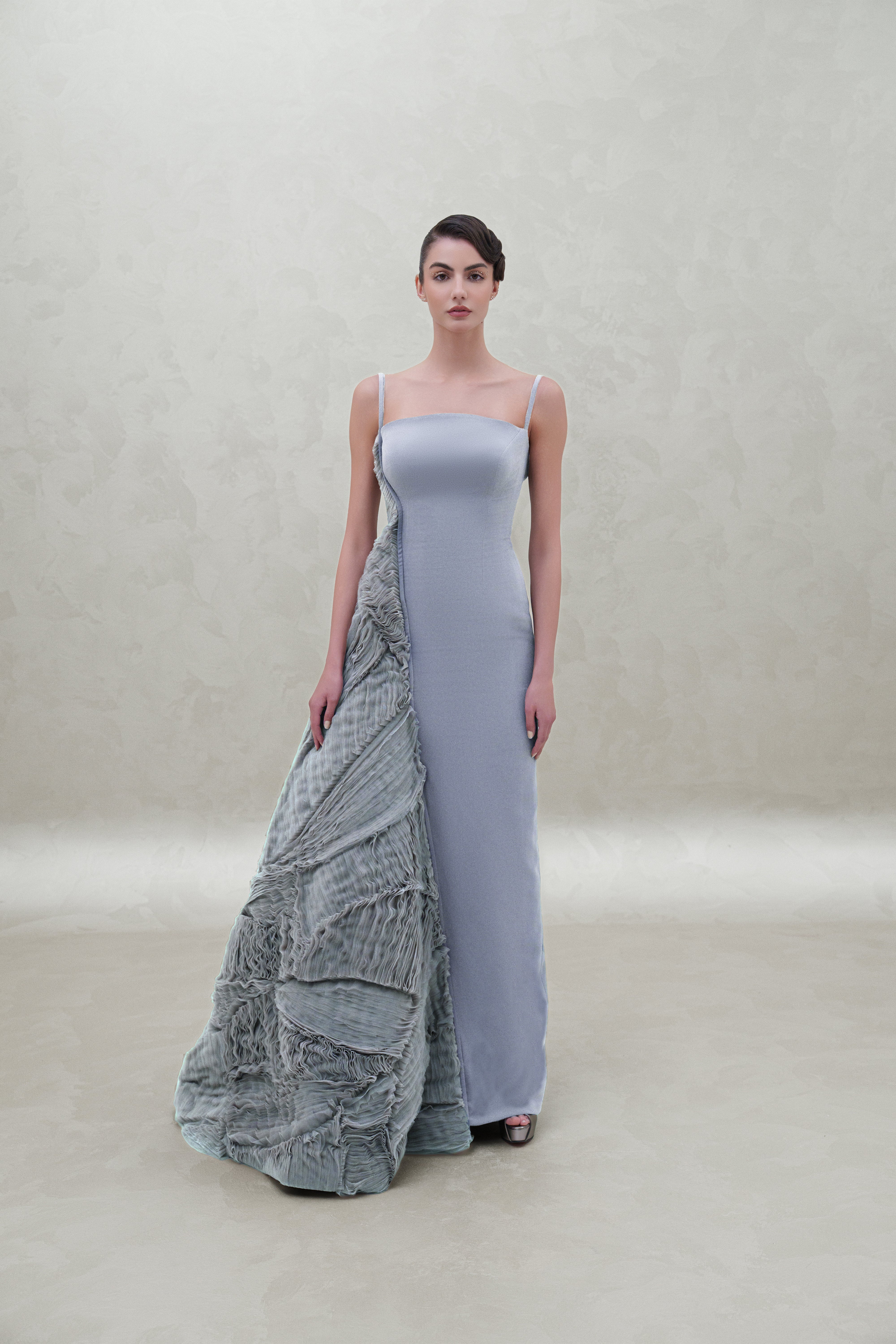 side layer long dress