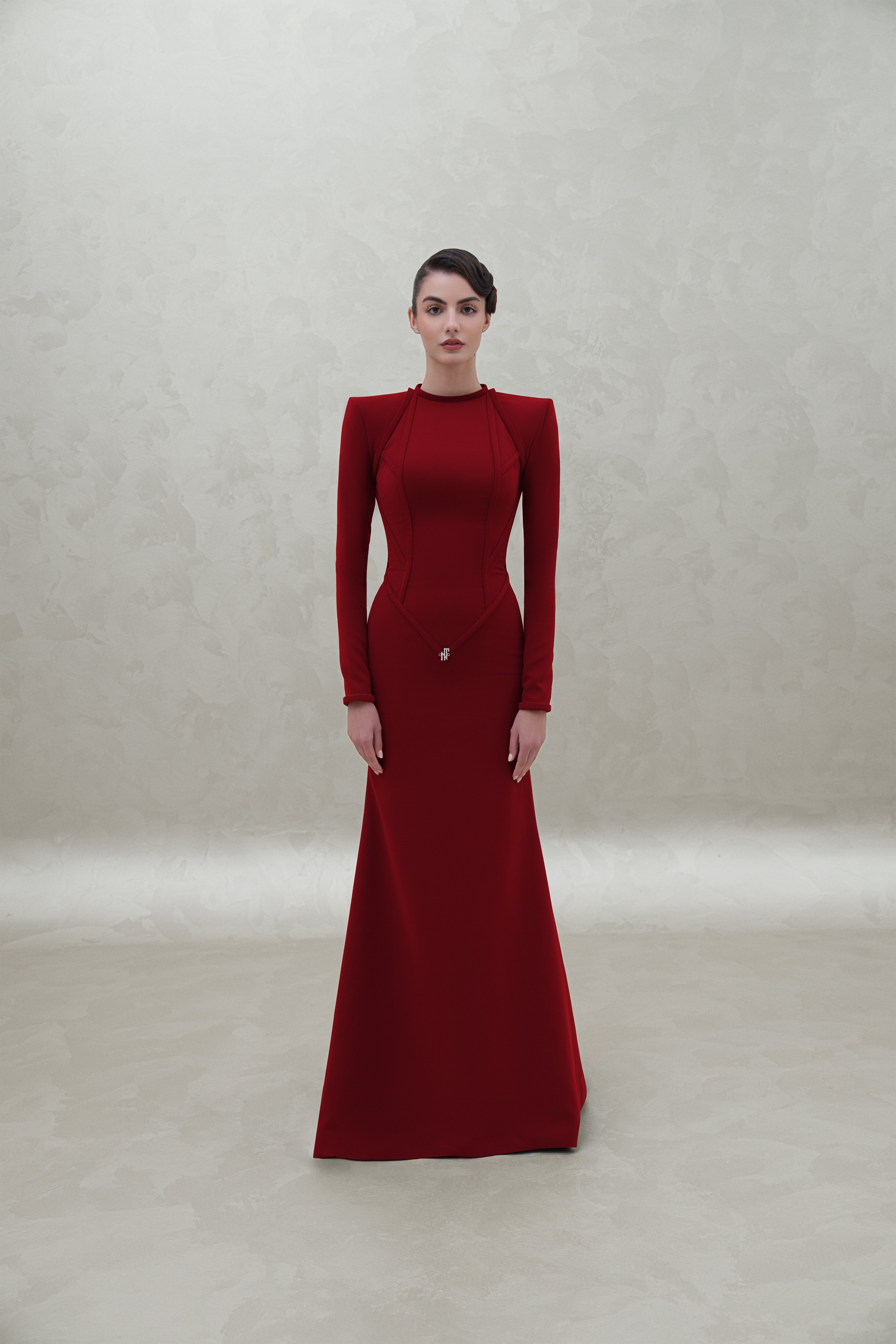 long sleeves with silver logo dress