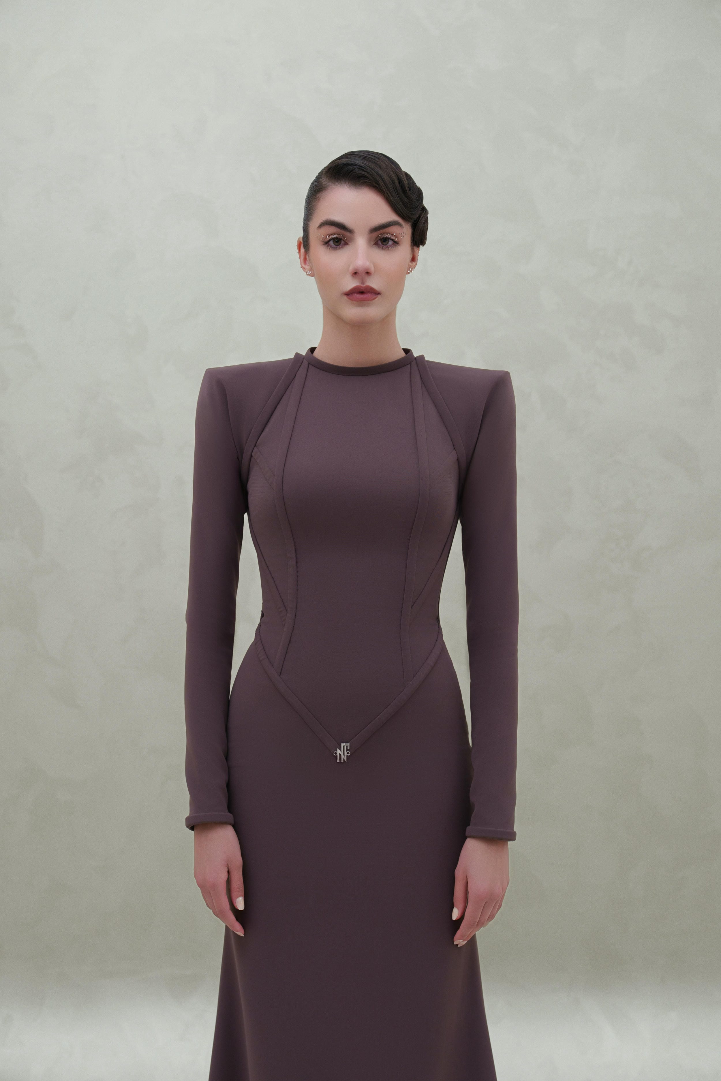 long sleeves with silver logo dress