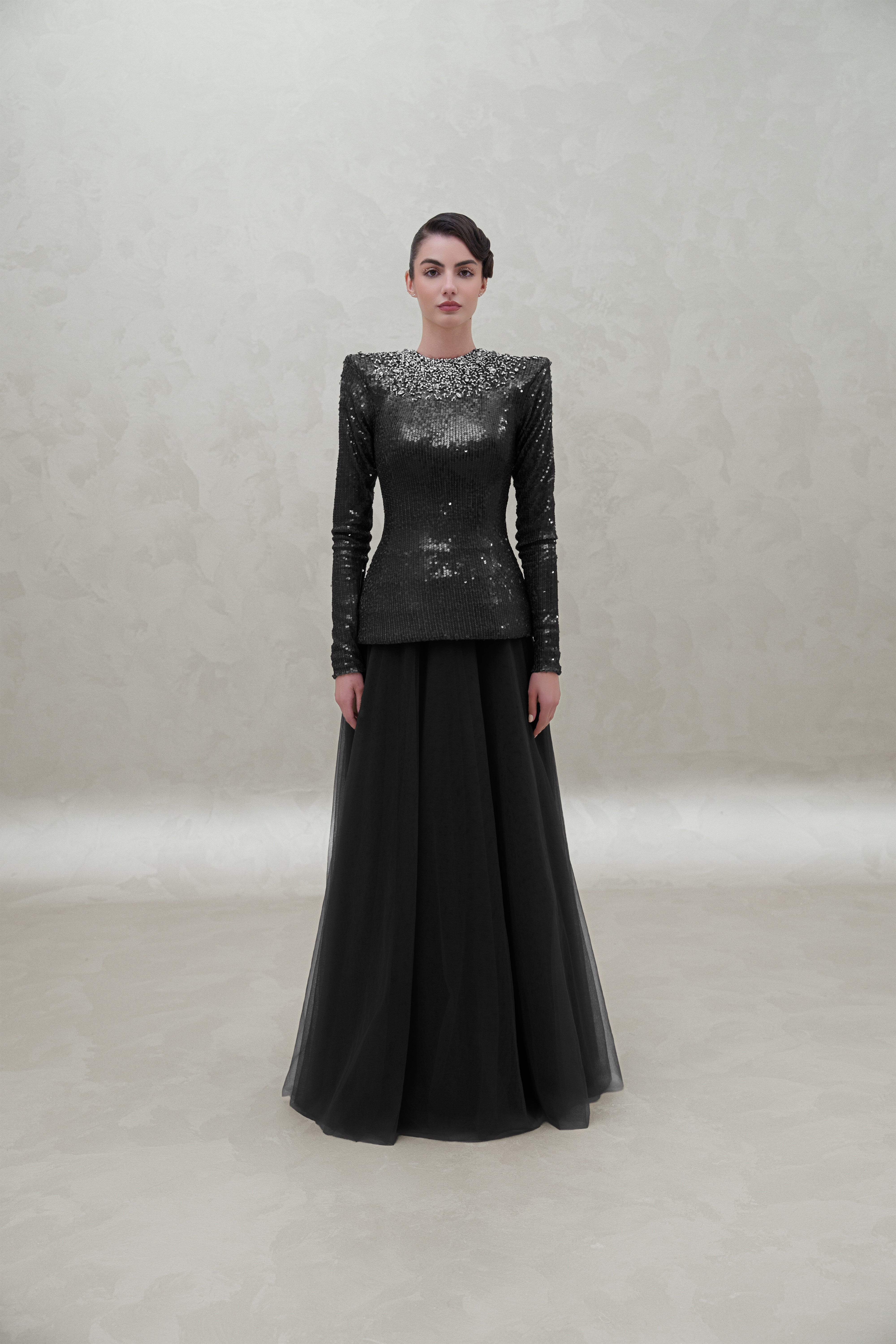 Sequin top with tour skirt