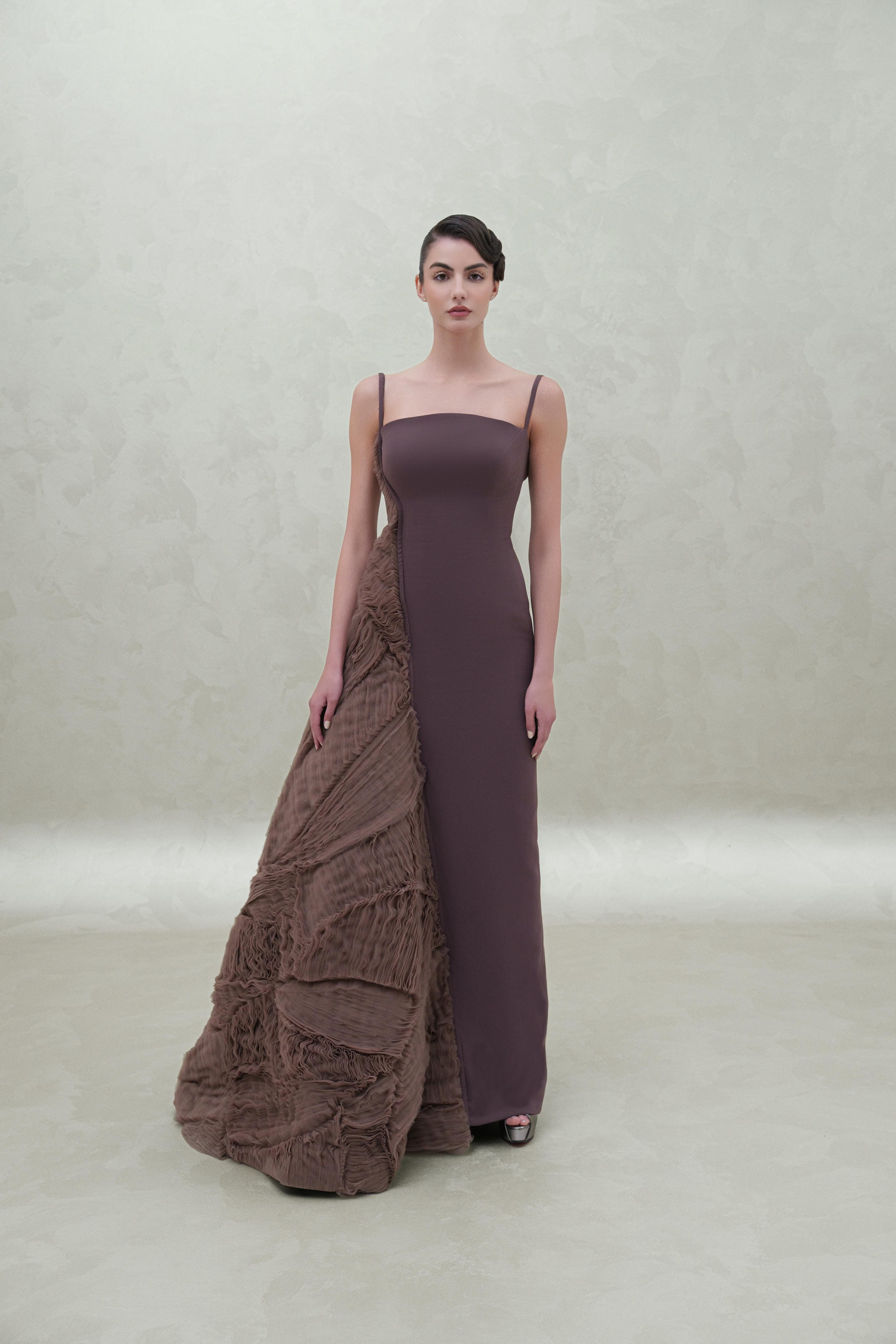 side layer long dress