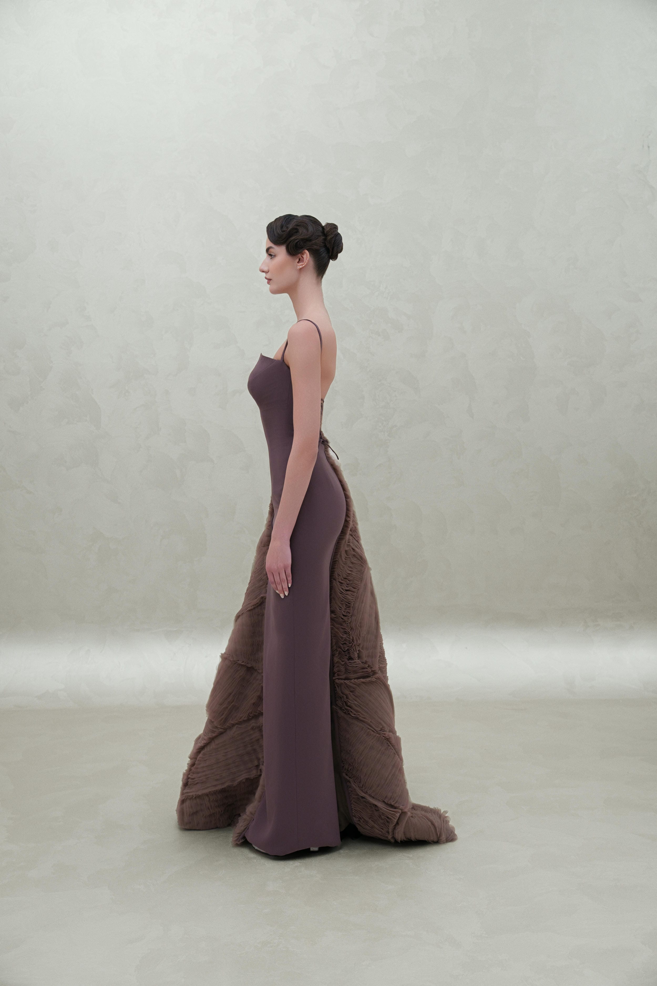 side layer long dress
