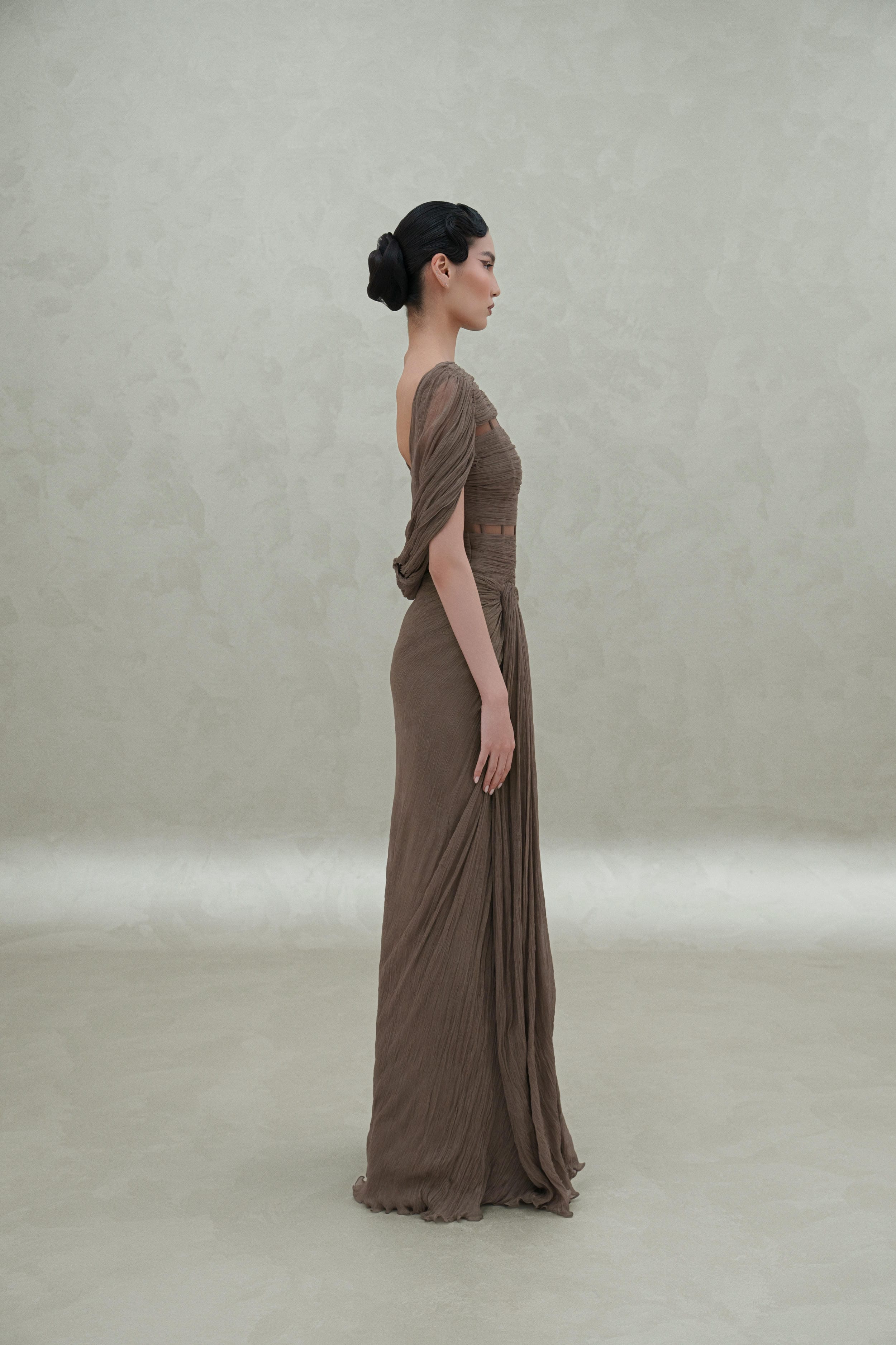 sewed in shawl with inner lining dress