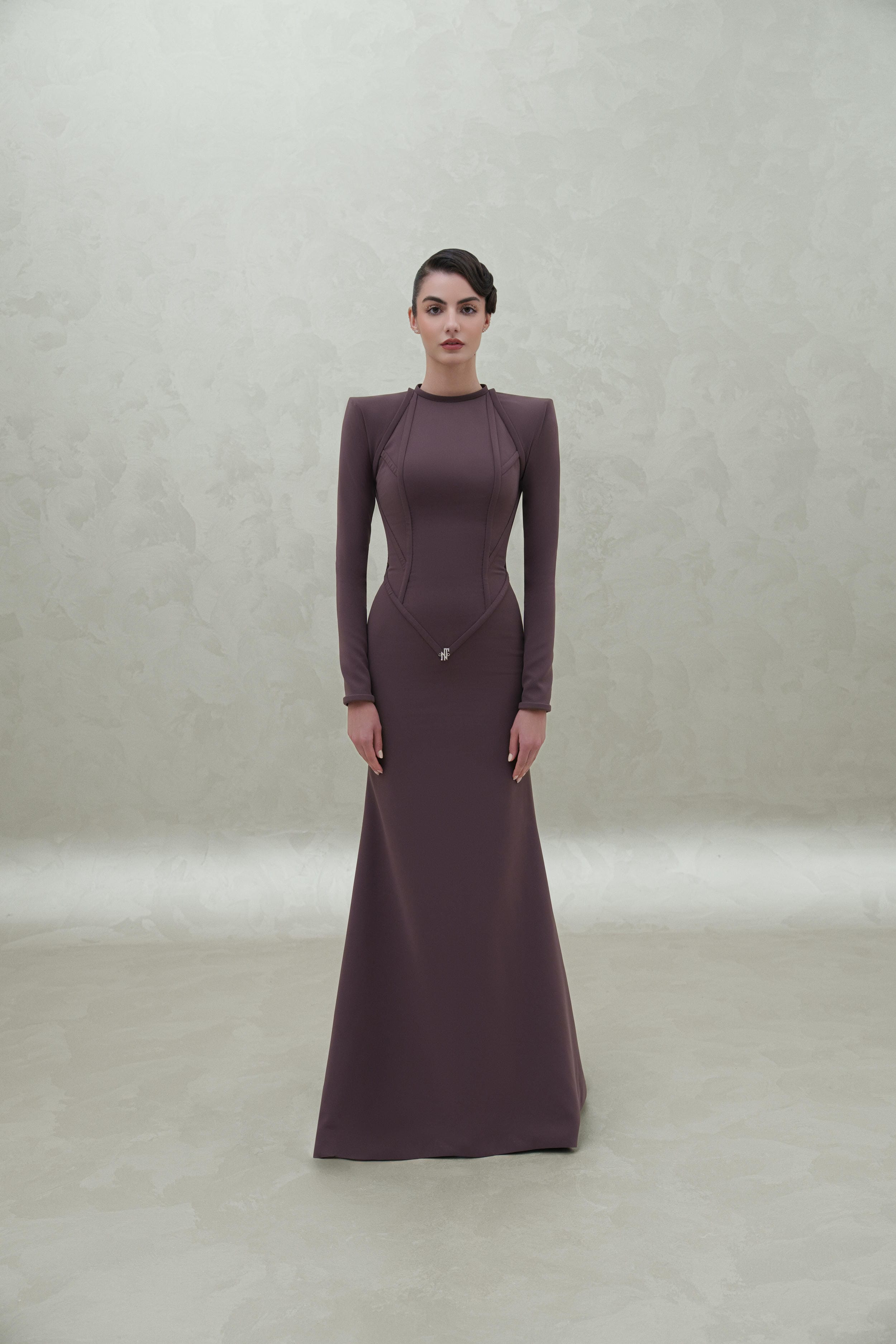 long sleeves with silver logo dress