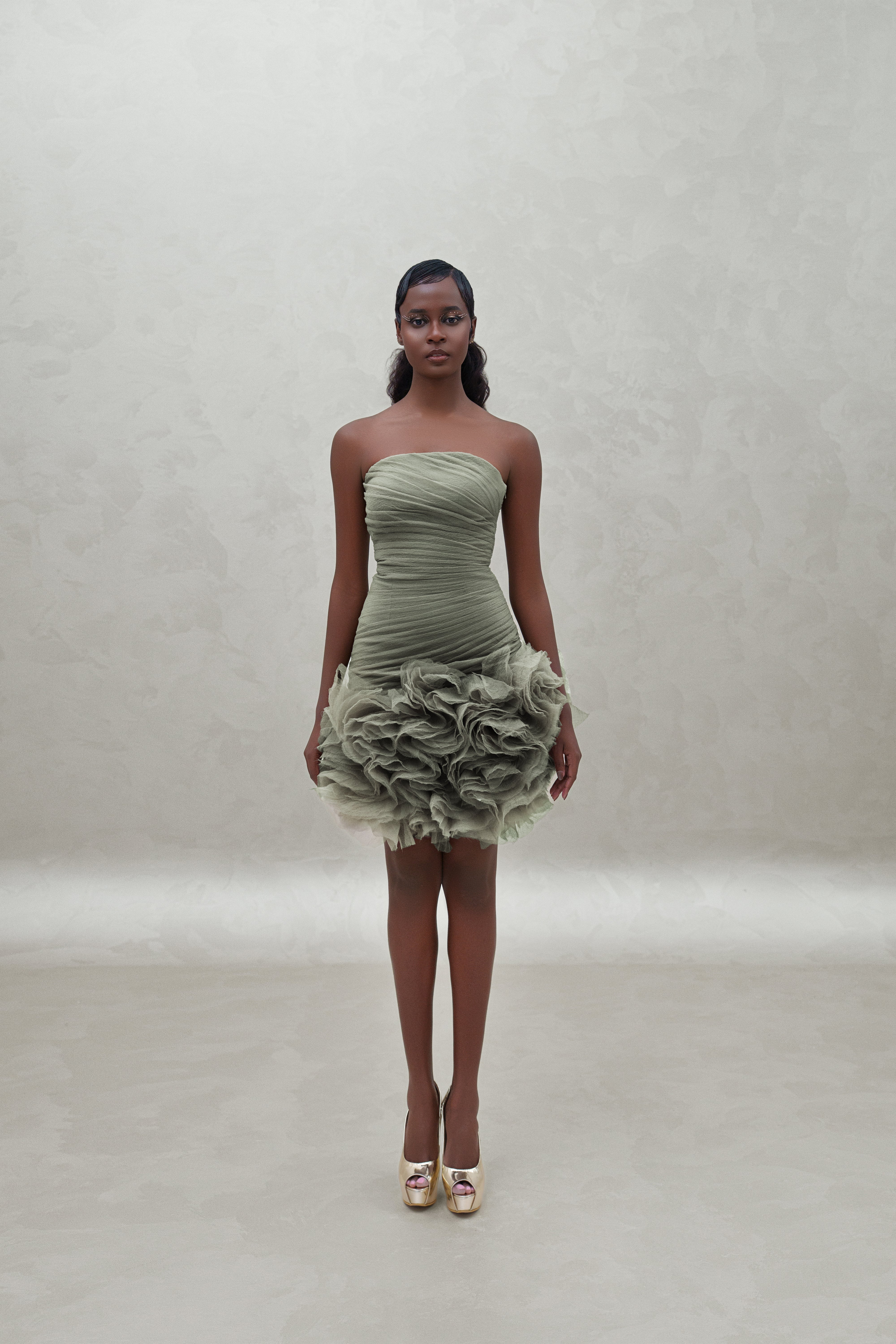 short dress with bottom ruffles