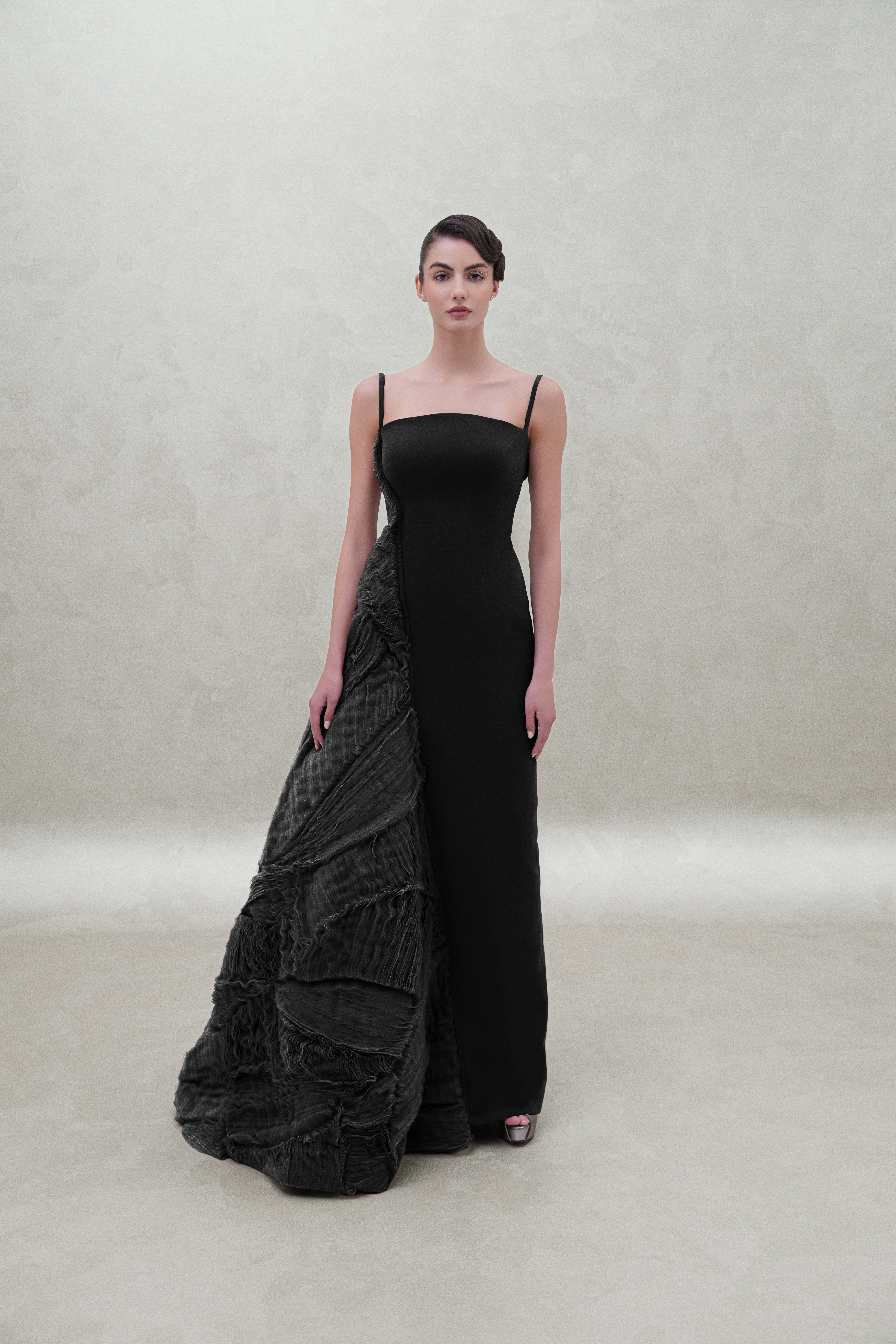 side layer long dress