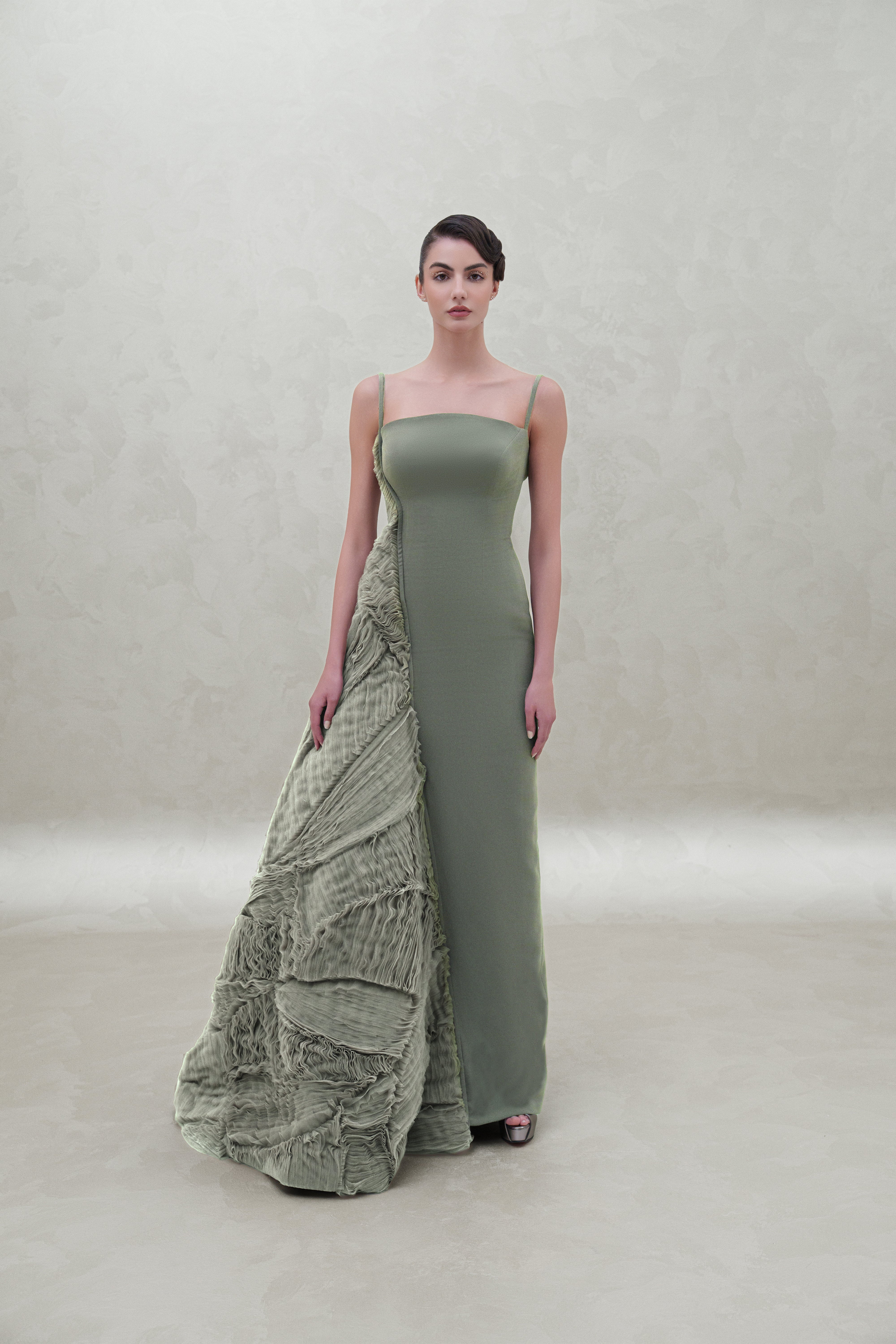 side layer long dress
