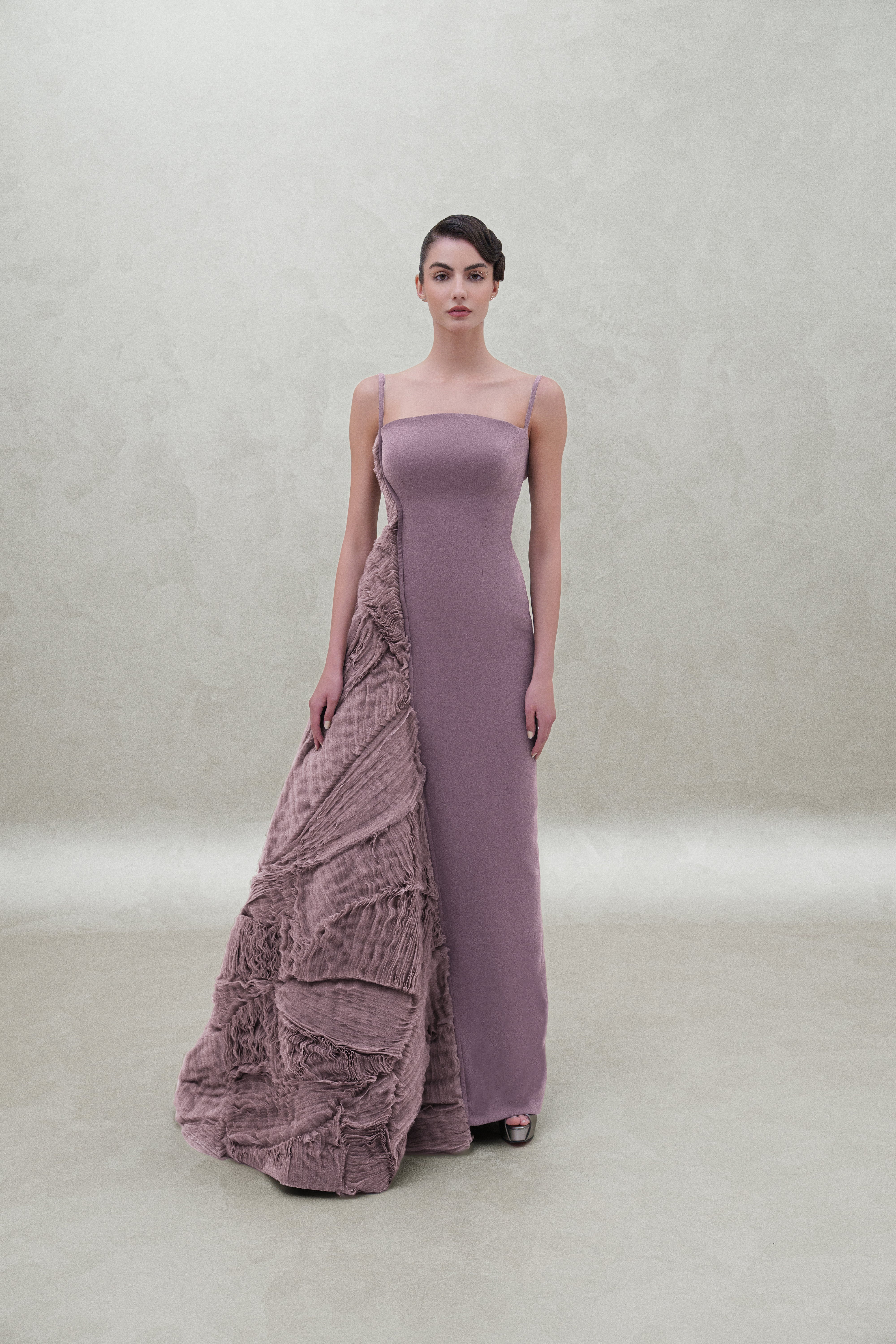 side layer long dress