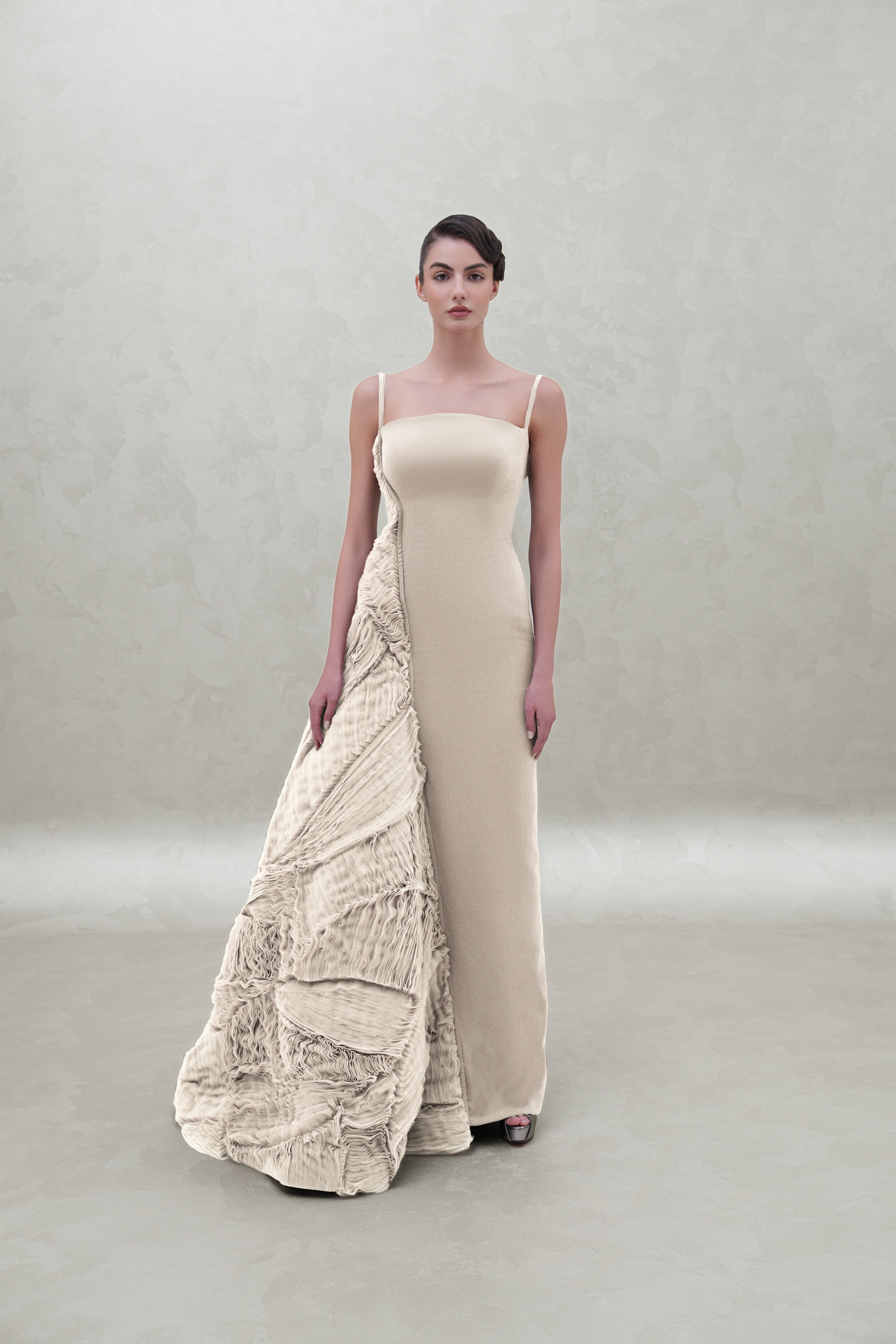 side layer long dress