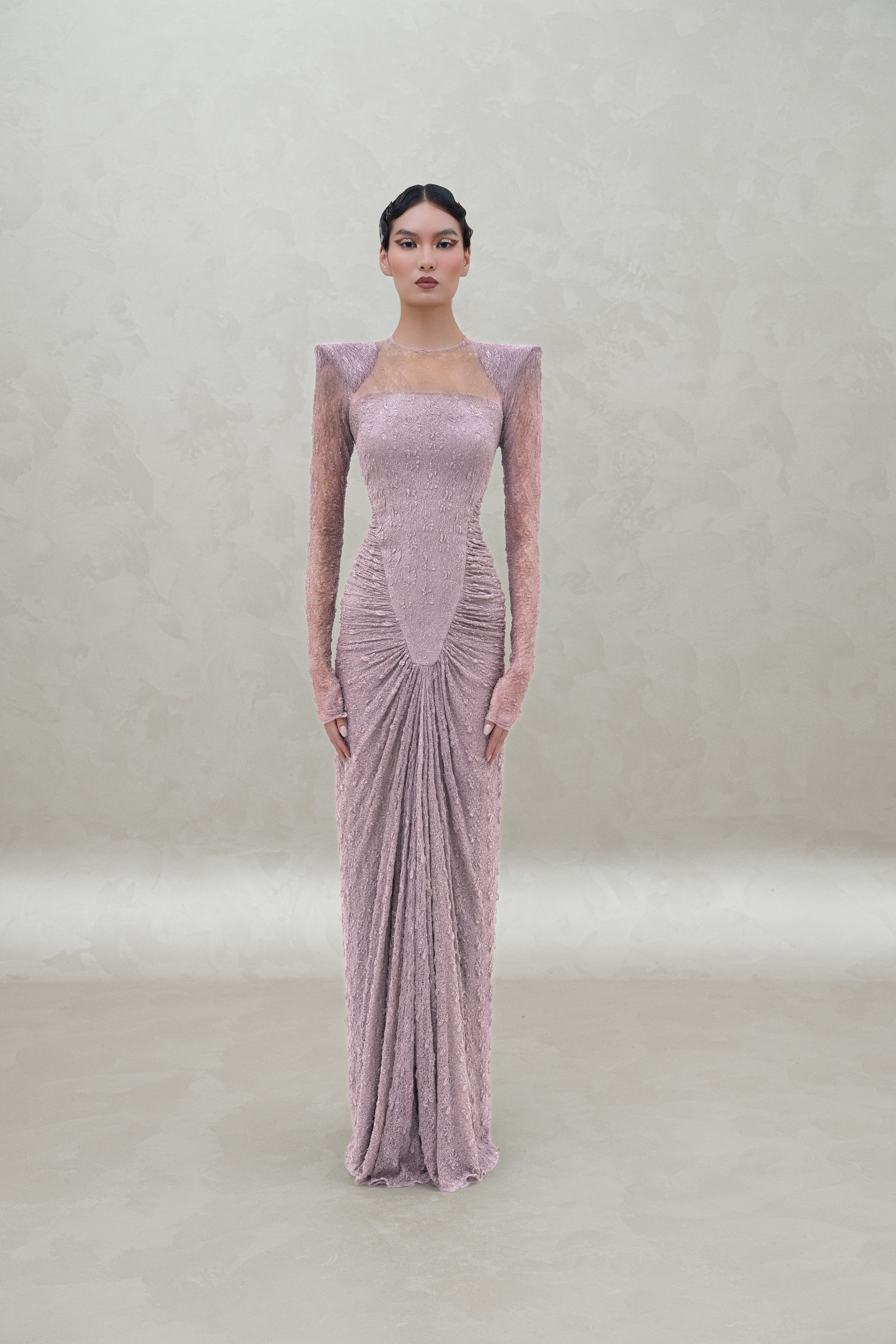 shoulder long sleeve dress