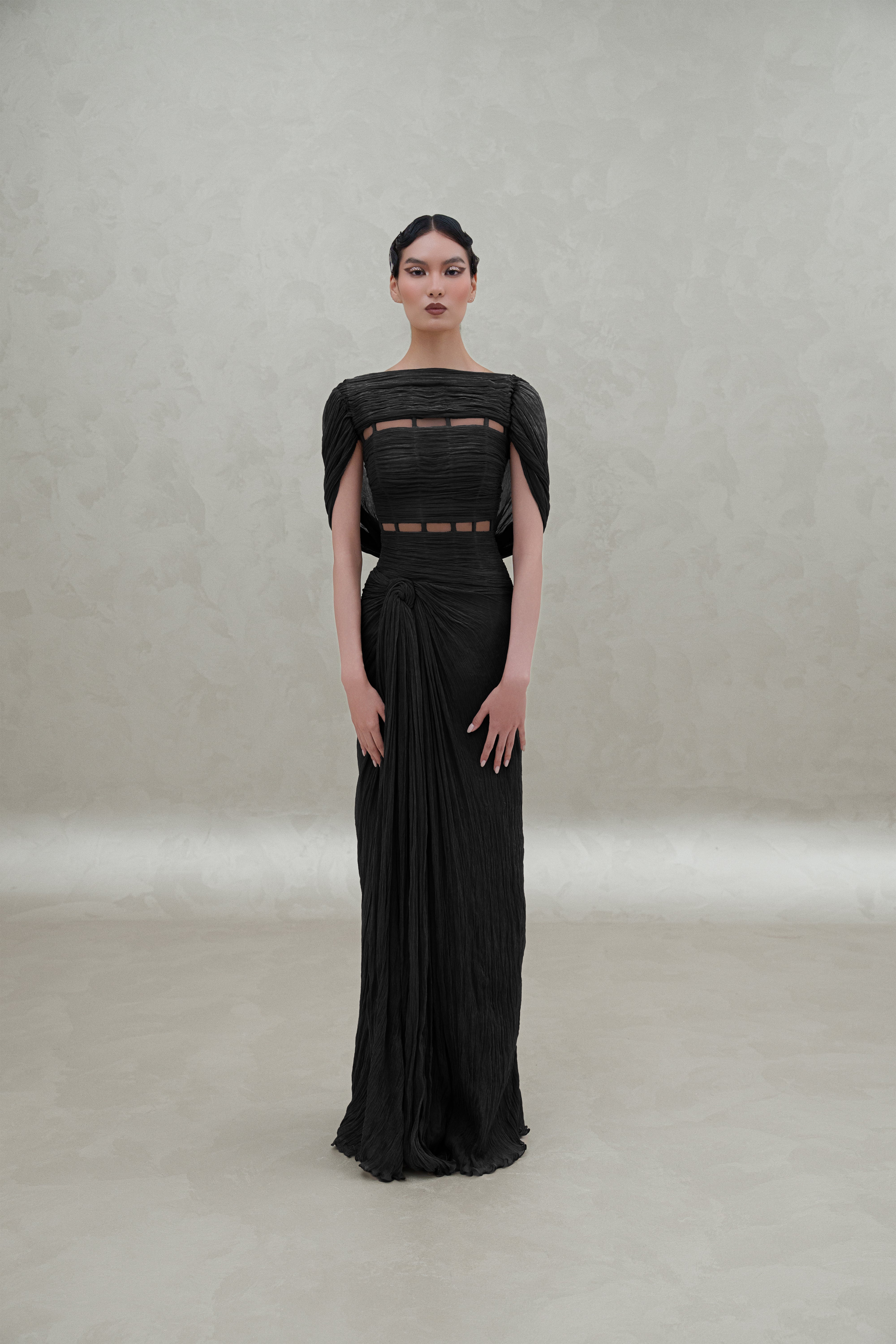 sewed in shawl with inner lining dress